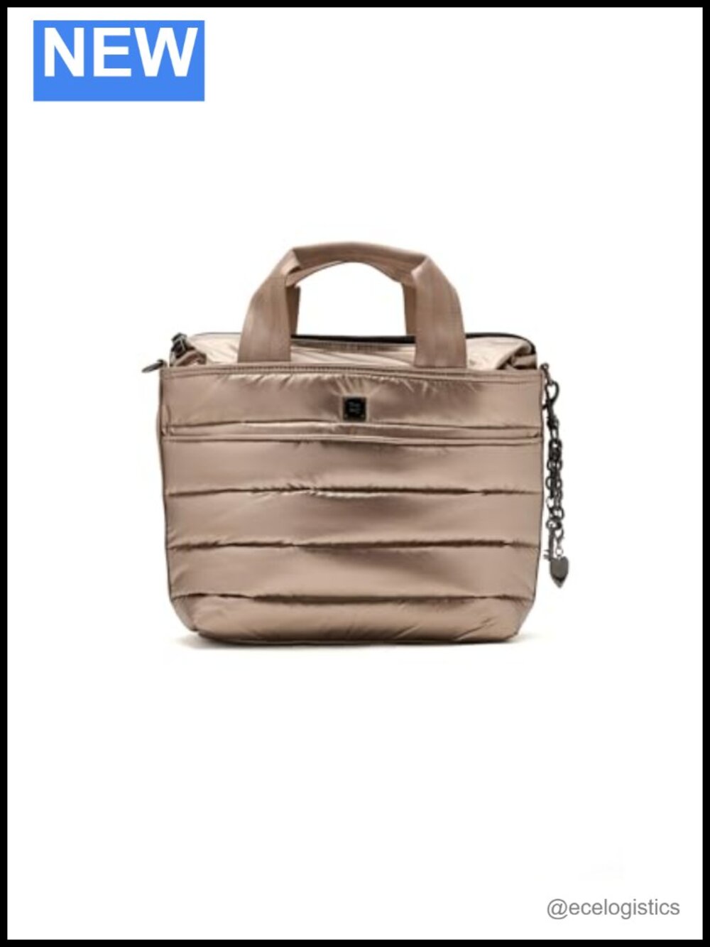 Polyester Convertible Tote Satchel with Mini Pouch and Charm